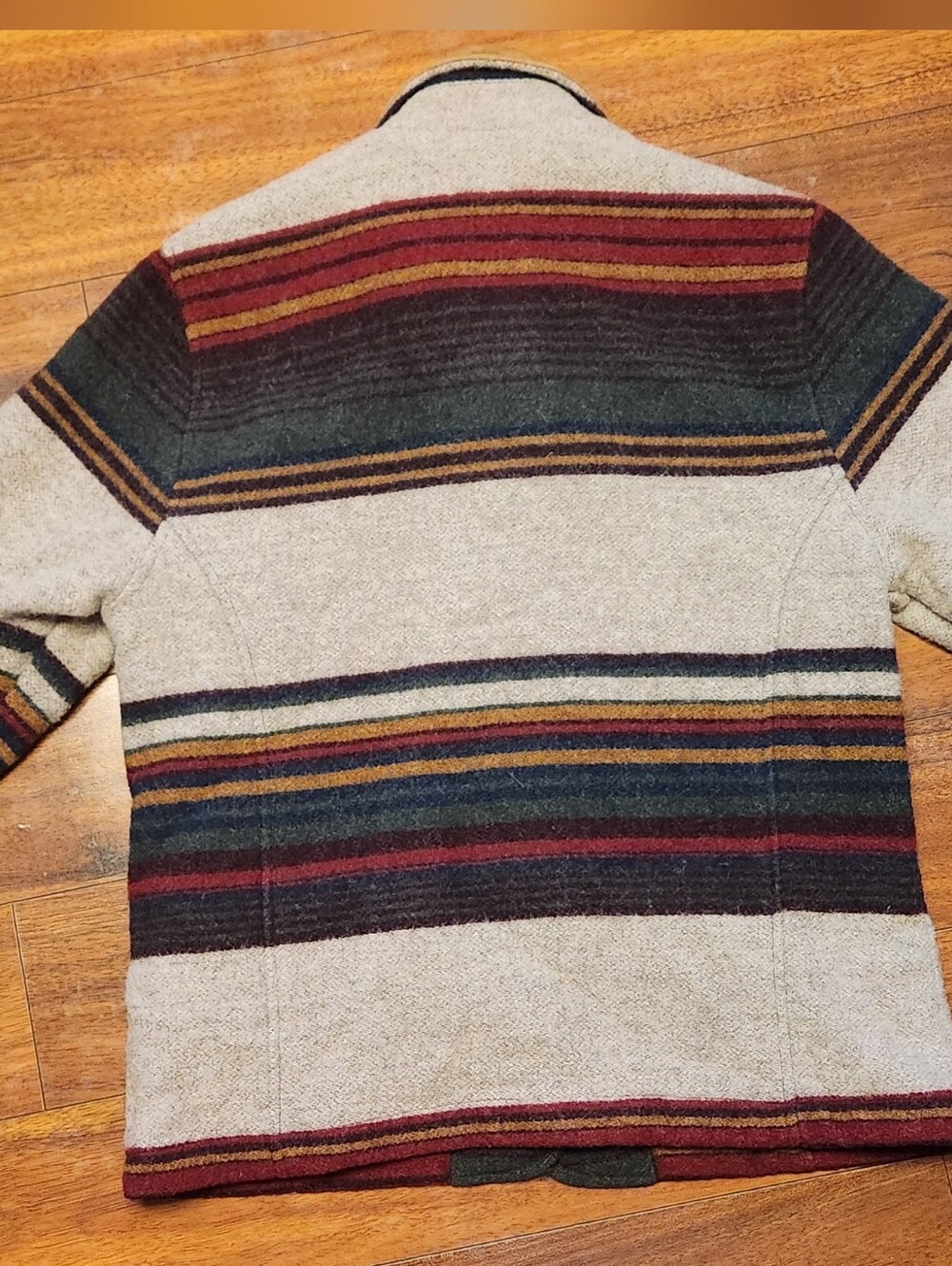 WOOLRICH Wool Blanket Coat Women S Small Striped Button Jacket USA Vintage Aztec - Picture 5 of 10